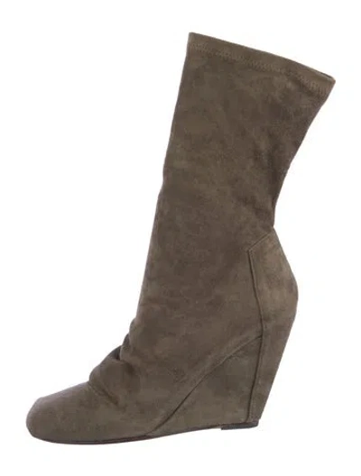 Pre-owned Rick Owens Suede Boots In Green