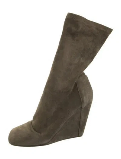Pre-owned Rick Owens Suede Boots In Green