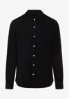 Rick Owens Leather Outershirt With Pockets And Collar In Black