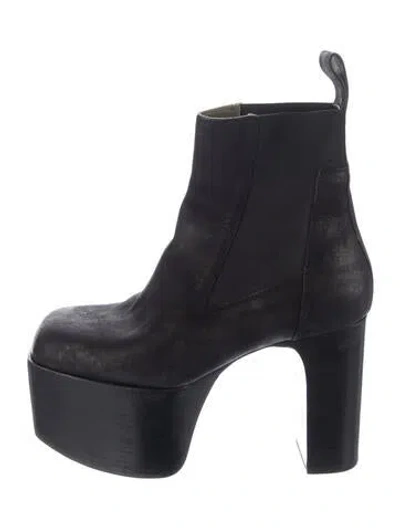 Pre-owned Rick Owens Suede Chelsea Boots In Black