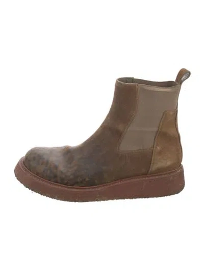 Pre-owned Rick Owens Suede Chelsea Boots In Green