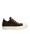 Rick Owens Low-top Round Toe Sneakers With Contrast Sole In Brown