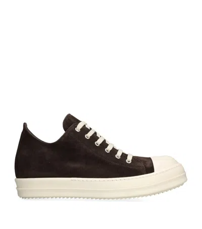 Rick Owens Suede Classic Low-top Sneakers In Brown