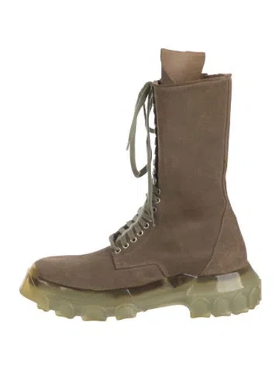 Pre-owned Rick Owens Suede Combat Boots In Neutrals
