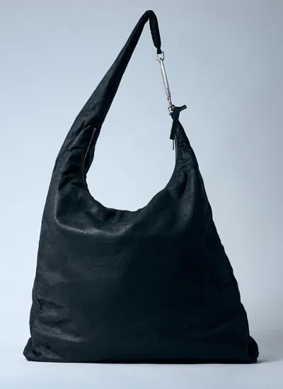 Rick Owens Suede Gemini Shoulder Bag In Black