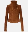 Rick Owens Suede Jacket In Brown