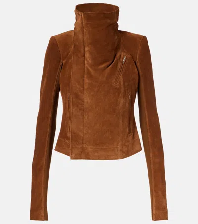 Rick Owens Suede Jacket In Brown
