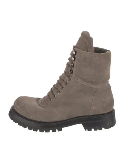 Pre-owned Rick Owens Suede Lace-up Boots In Neutral