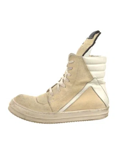 Pre-owned Rick Owens Suede Lace-up Boots In Yellow