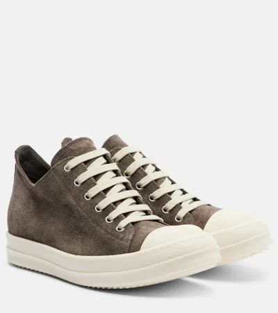 Rick Owens Suede Low-top Sneakers In Brown