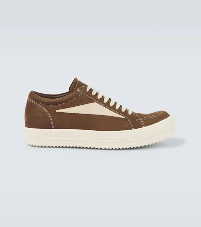 Rick Owens Suede Low-top Sneakers In Brown
