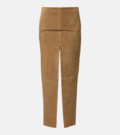 Rick Owens Suede Maxi Skirt In Brown