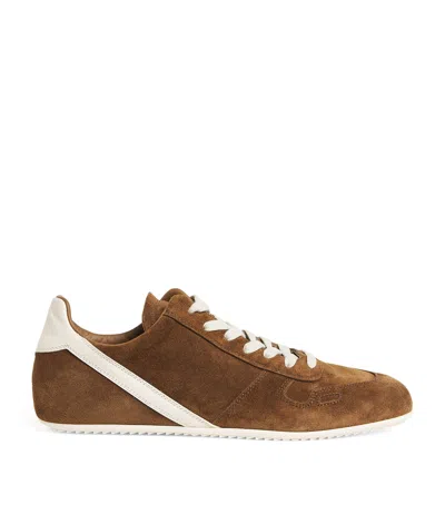 Rick Owens Suede Minimal Low-top Sneakers In Brown
