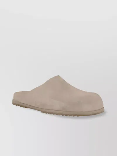 Rick Owens Suede Mules Round Toe In Flesh