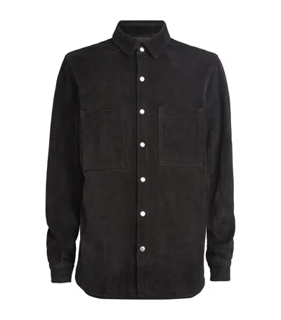 Rick Owens Suede Overshirt In Black
