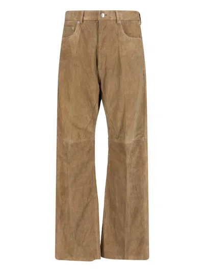 Rick Owens Suede Pants In Brown