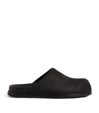 Rick Owens Suede Porterville Mules In Black