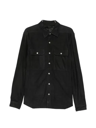 Rick Owens Suede Press-stud Jacket In Black