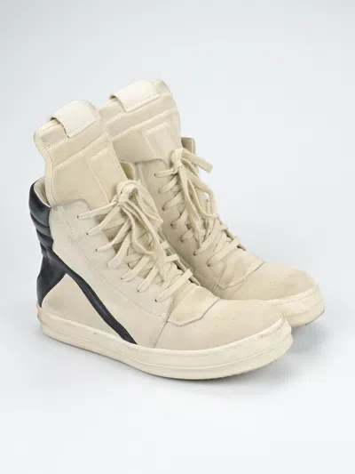 Pre-owned Rick Owens Suede Reverse Geobaskets Shoes In White