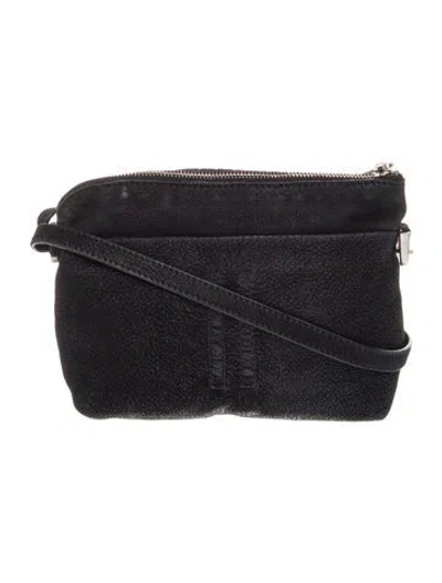Pre-owned Rick Owens Suede Shoulder Bag In Black