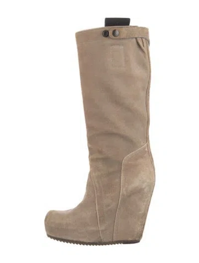 Pre-owned Rick Owens Suede Slouch Boots In Brown