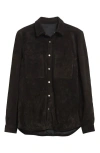 Rick Owens Suede Snap-up Overshirt In Brown