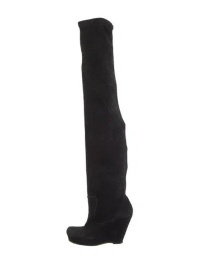 Pre-owned Rick Owens Suede Sock Boots In Black