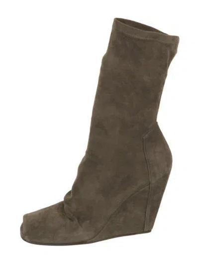 Pre-owned Rick Owens Suede Sock Boots In Green