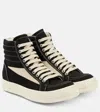 Rick Owens Black Cotton Sneakers With Contrast Stitching And Branded Leather Insole For Women In Black