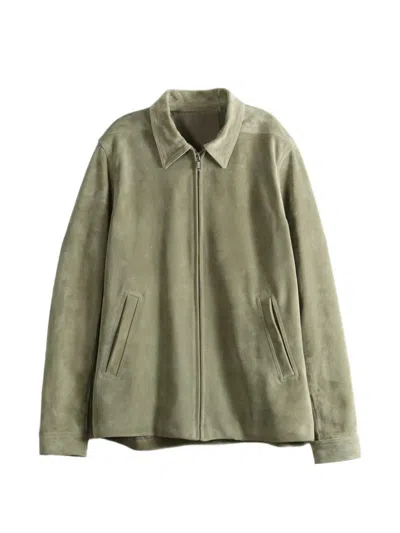 Rick Owens Suede Zip-up Jacket In Black