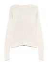 Rick Owens Textured Knit Sweater With Extra-long Sleeves And Straight Hem In White