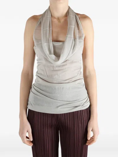 Rick Owens Sunburn Cowl-neck Top In Neutral