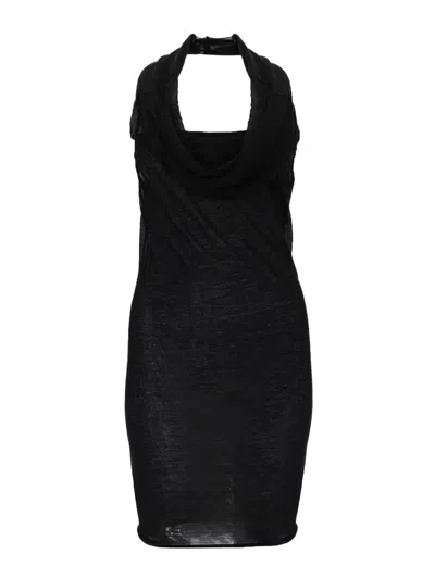 Rick Owens Sunburn Halter Cowl Open Back Top In Black