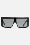 Rick Owens Rectangular Black Acetate Sunglasses With Silver Rivets In Black
