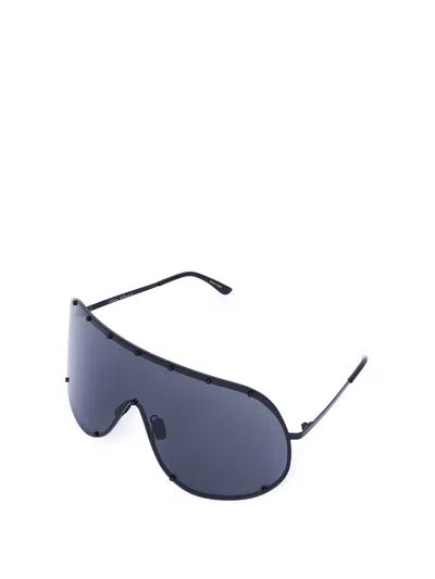 Pre-owned Rick Owens Sunglasses Performa Shield Cream Logo Black White