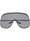Rick Owens Statement Rimless Sunglasses With Oversized Frame In Black