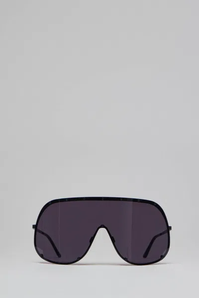 Rick Owens Sunglasses Shield Blk Temple/blk Lens In Multi