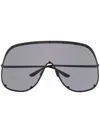 Rick Owens Statement Rimless Sunglasses With Oversized Frame In Black