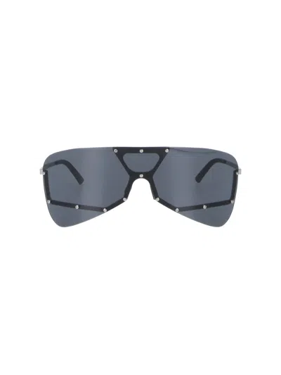 Rick Owens Avant-garde Tower Shield Sunglasses With Oversized Wraparound Silhouette In Black