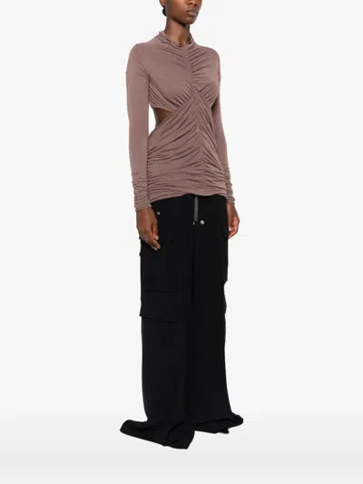 Rick Owens Sunpeel Ruched Cut-out Top In Brown