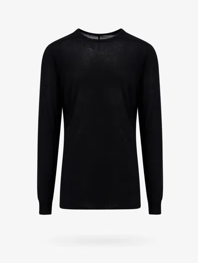 Rick Owens Sustainable Viscose And Silk T-shirt With Logoed Ribbon In Black