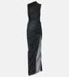 Rick Owens Svita Printed Ruched Jersey Gown In Black