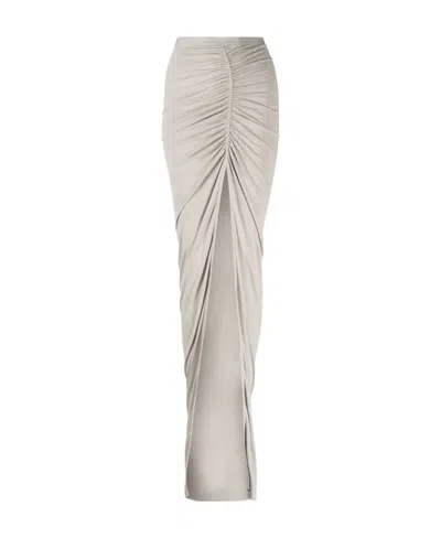 Rick Owens Svita Ruched Maxi Skirt In Gray