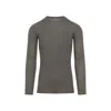 Rick Owens Ribbed Fitted Long-sleeved Top With Classic Crew Neckline In Gray