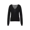 Rick Owens Deep V-neck Virgin Wool Sweater With Long Sleeves In Black