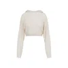 Rick Owens White Wool Cropped Hooded Pullover In White