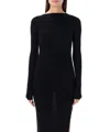 Rick Owens Black Boat Neck Top In Black