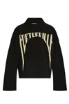 Rick Owens Intarsia-knit Slogan Sweater In Virgin Wool In Black