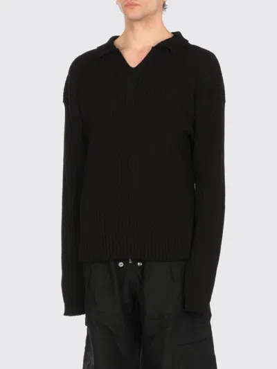 Rick Owens Ribbed V Neck Oversize Sweater In Black