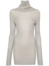Rick Owens Ribbed Tube Virgin Wool Jumper In Beige